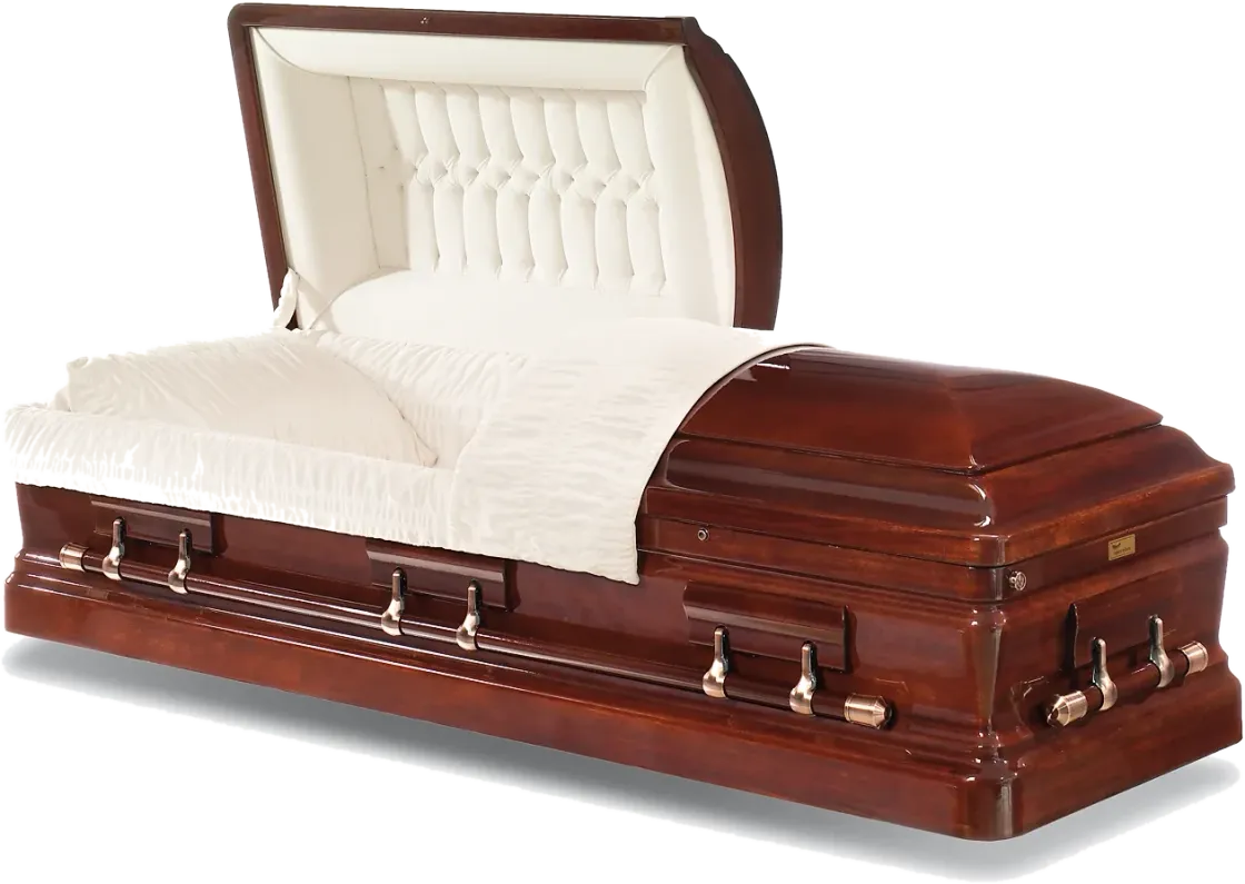 Capital Mahogany casket, solid mahogany, titian, prestige polished finish