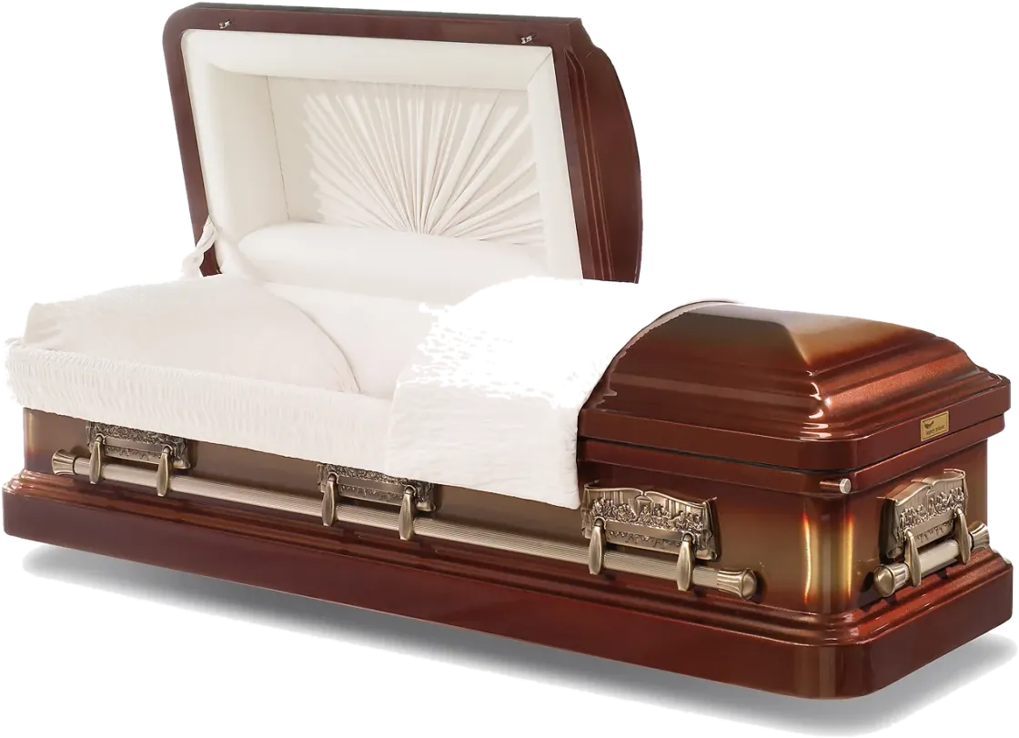 Cognac Jewel casket, 18 gauge steel, brush cognac gold blend finish