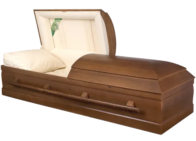 Devon casket, solid poplar, water-based rustic brown satin finish