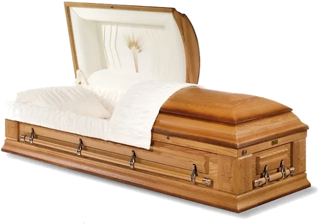 Harvest Oak casket, solid oak, shaded flax, satin finish