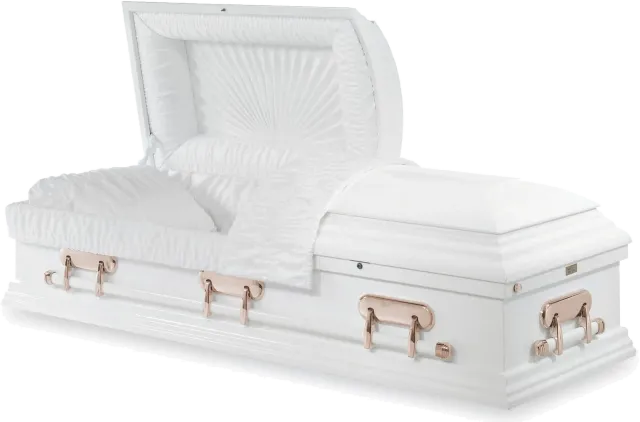 Heavenly White Poplar casket, solid poplar, pure white, high gloss finish