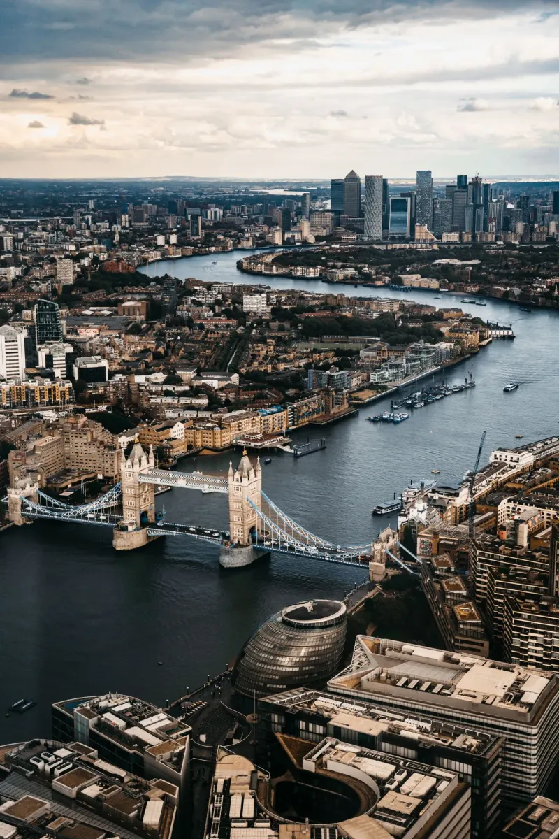 Tower Bridge and the Thames from the air