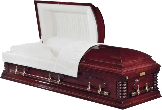 Louisburg Cherry casket, solid cherry, embassy, gloss finish