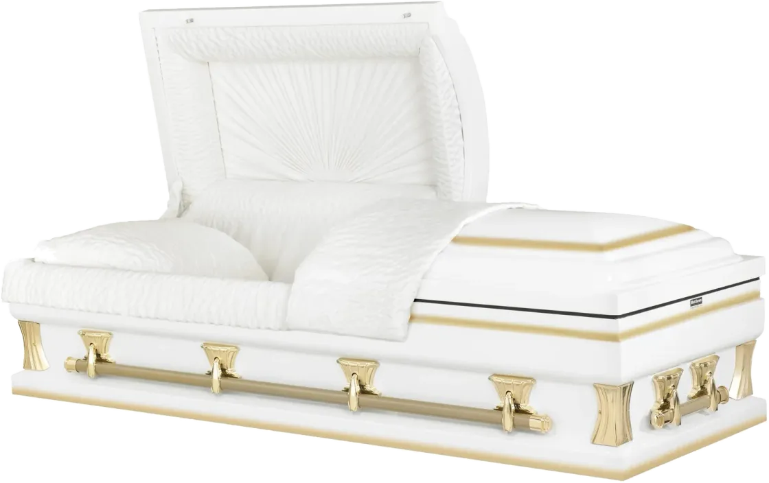 McKinley White Gold casket, 20 gauge steel, white gold finish