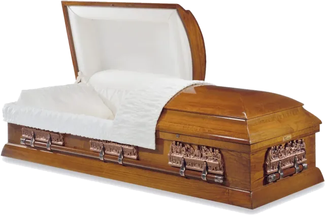 Michelangelo Poplar casket, solid poplar, golden dunes, high gloss finish