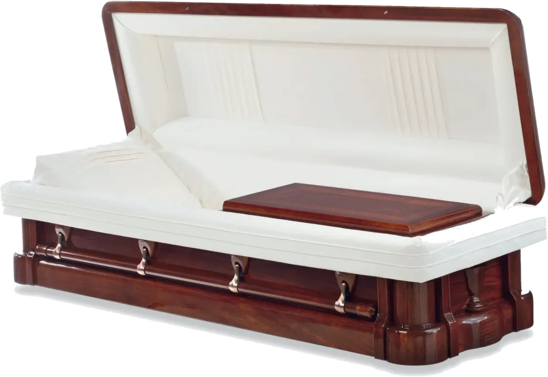 Paramount Mahogany casket, solid mahogany, titian, prestige polished finish