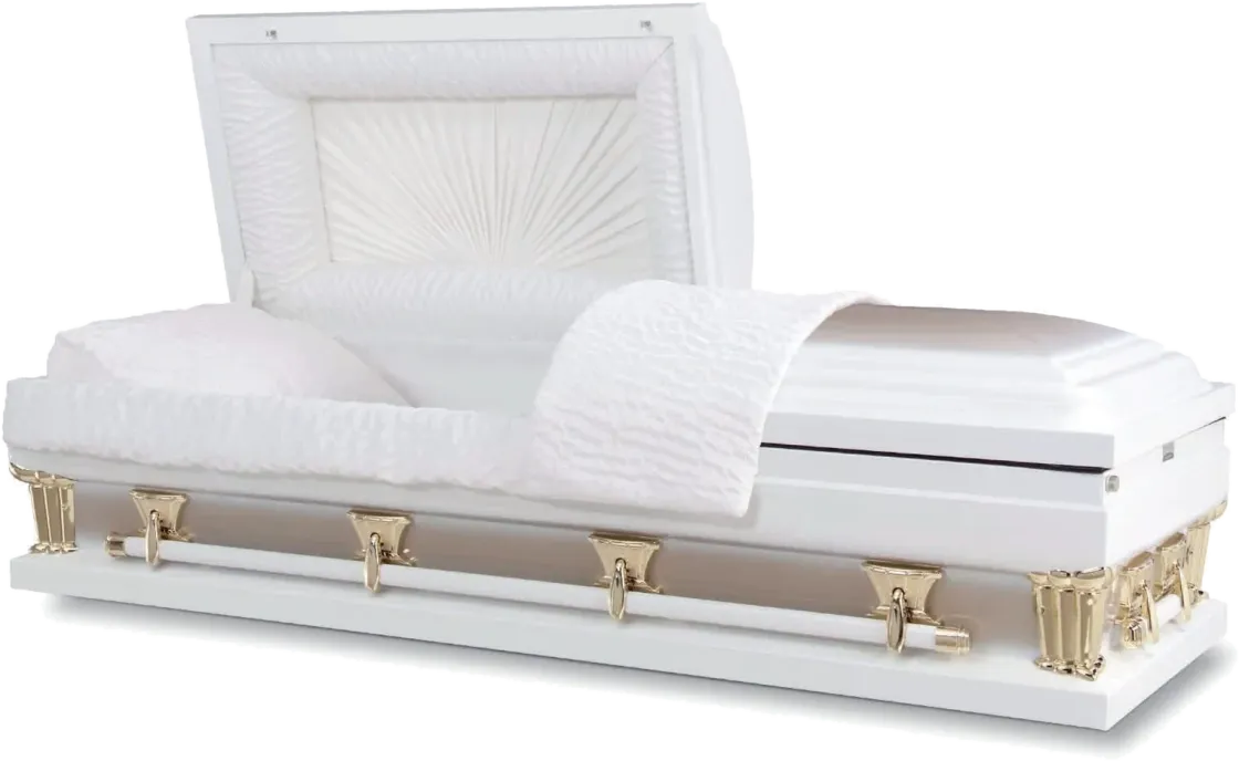 Ridgeland Sunset White Gold casket, 18 gauge steel, white and gold finish