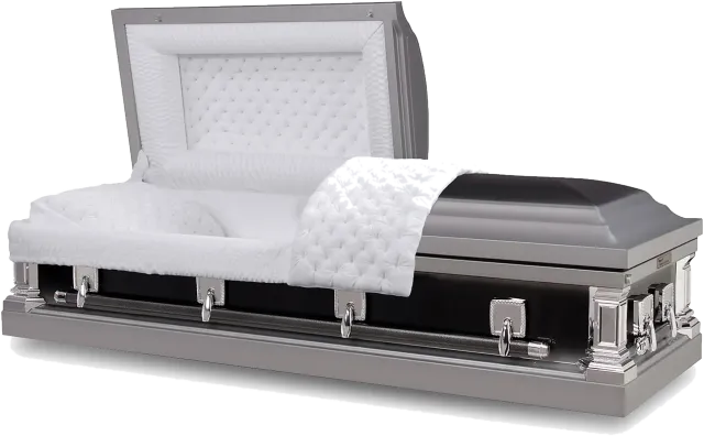 Twilight Silver casket, 18 gauge steel, ebony and silver finish