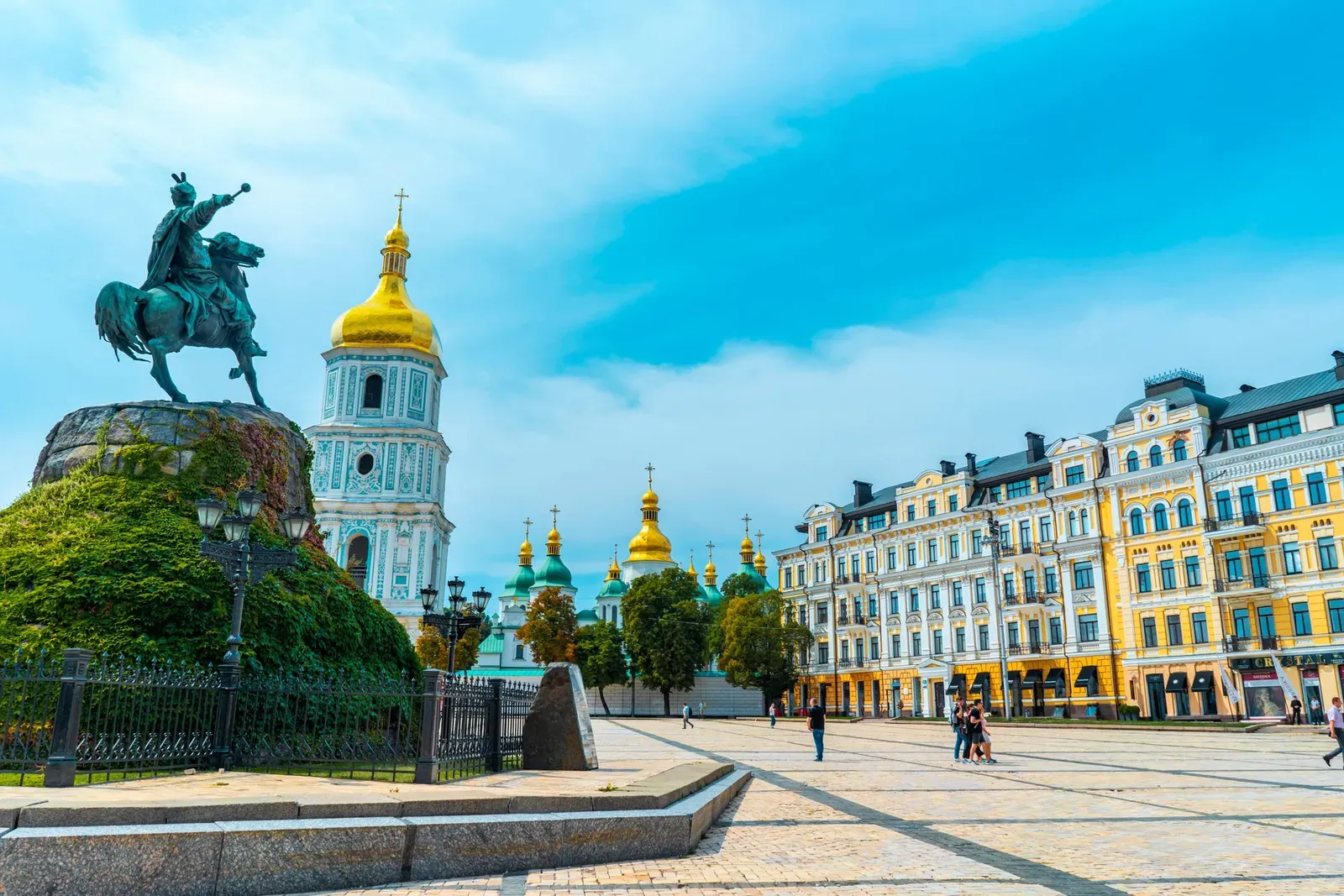Golden domes of a cathedral in Kyiv, Ukraine