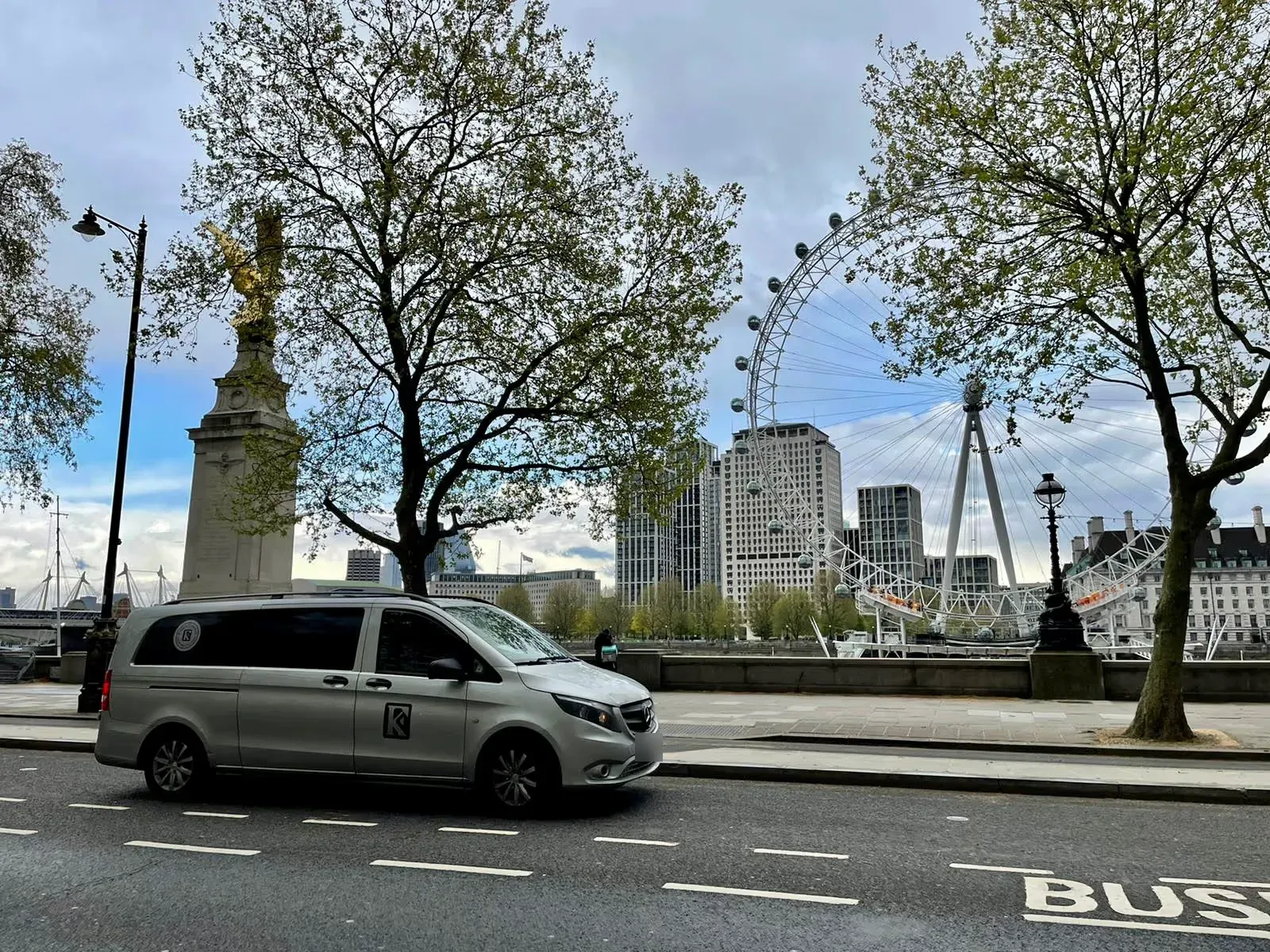 Our funeral ambulance on the Embankment in London