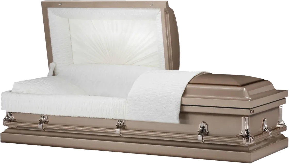 Warren Copper casket, 20 gauge steel, coppertone finish, fixed bar hardware