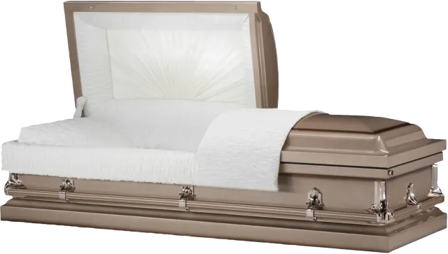 Warren Copper casket, 20 gauge steel, coppertone finish, fixed bar hardware