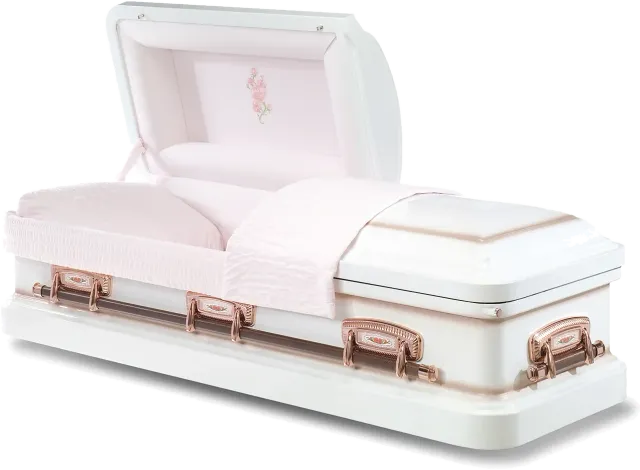 White Rose casket, 18 gauge steel, white rose finish
